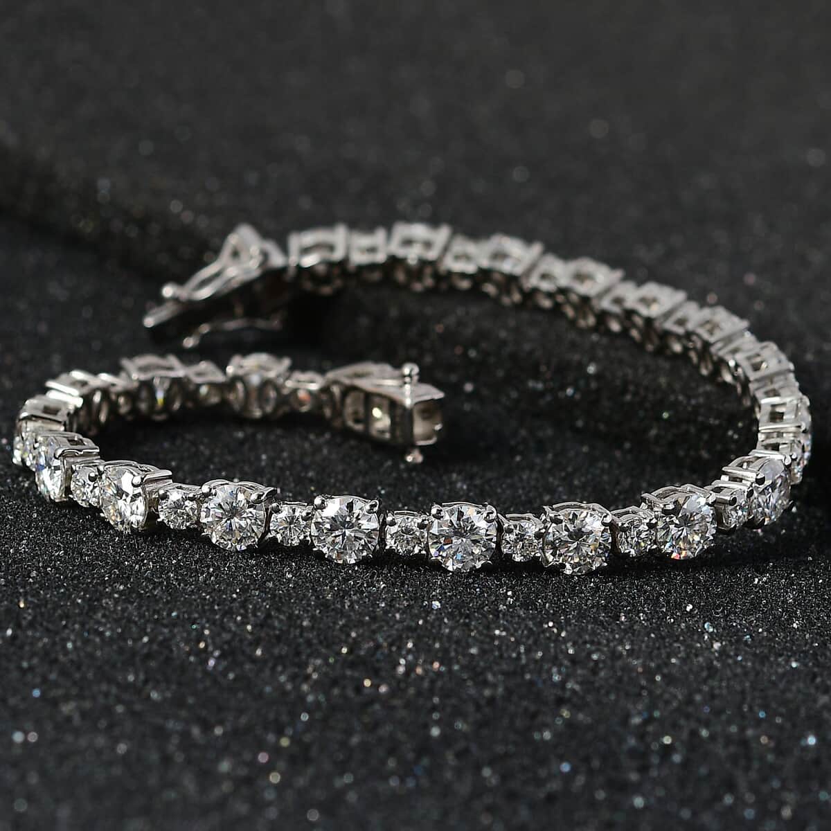 Moissanite Tennis Bracelet in Platinum Over Sterling Silver (6.50 In) 10.35 ctw image number 1