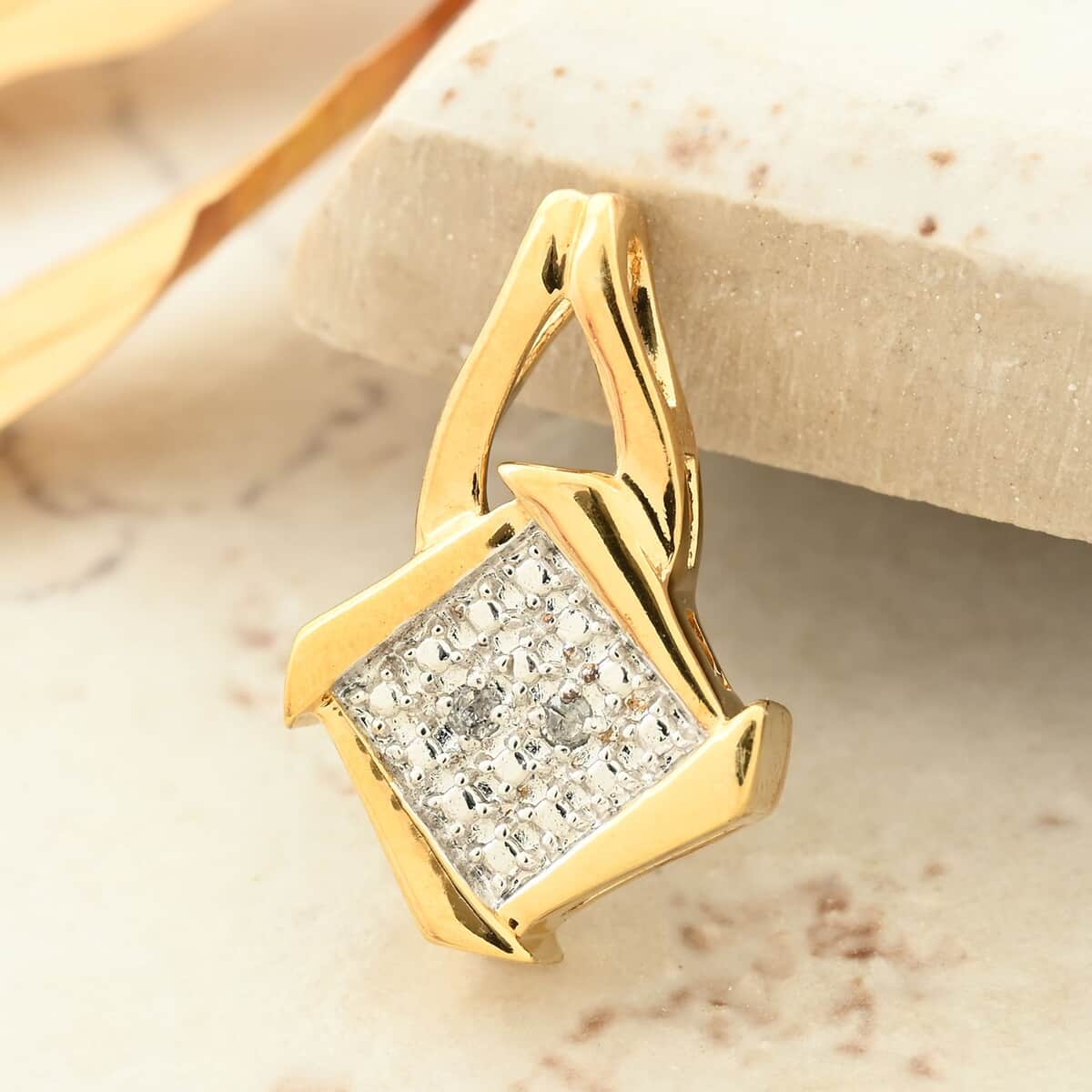 Closeout Deal Diamond Accent Pendant in 14K Goldtone Over image number 1