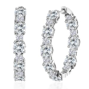Moissanite Inside Out Hoop Earrings in Platinum Over Sterling Silver 8.70 ctw