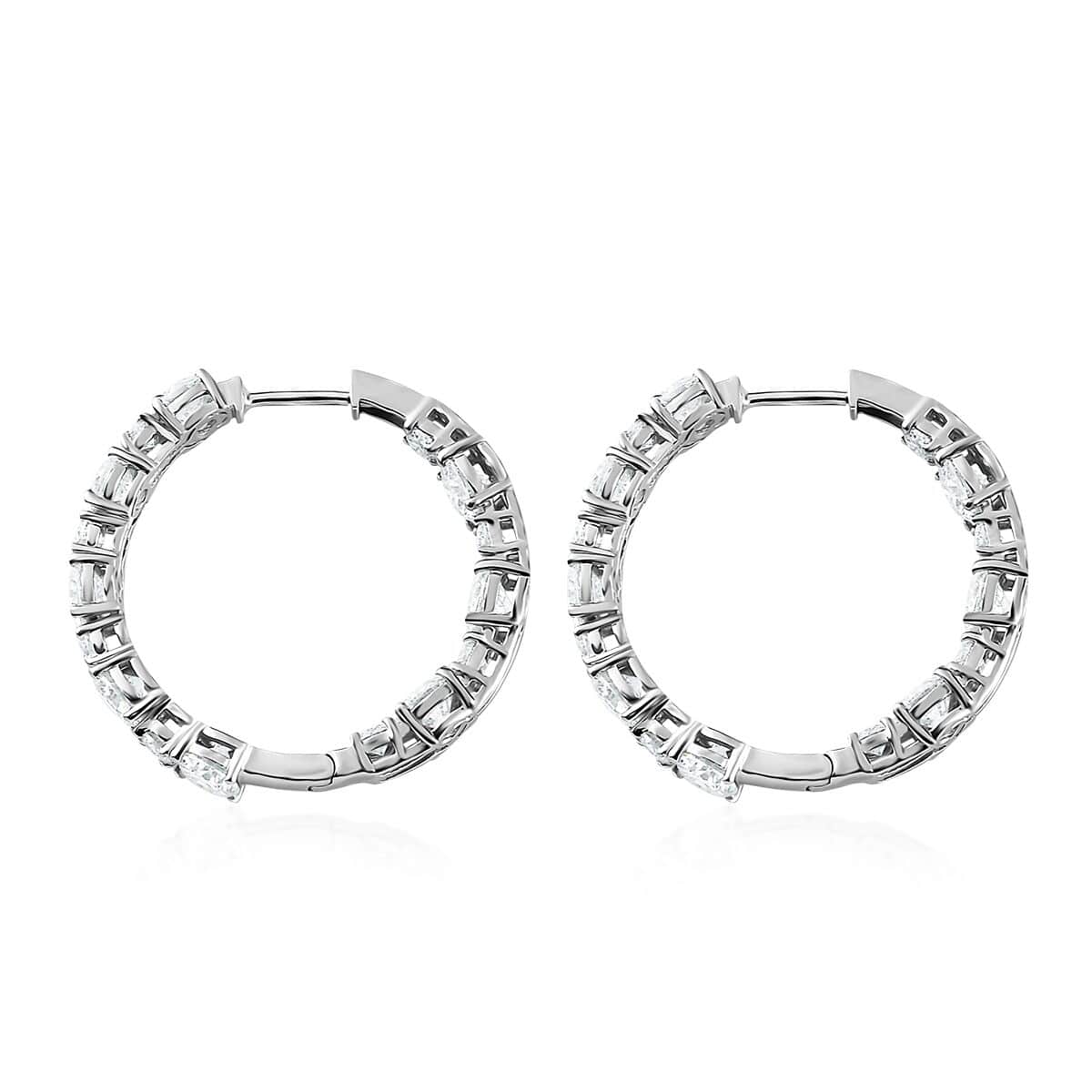 Moissanite Inside Out Hoop Earrings in Platinum Over Sterling Silver 8.70 ctw image number 3