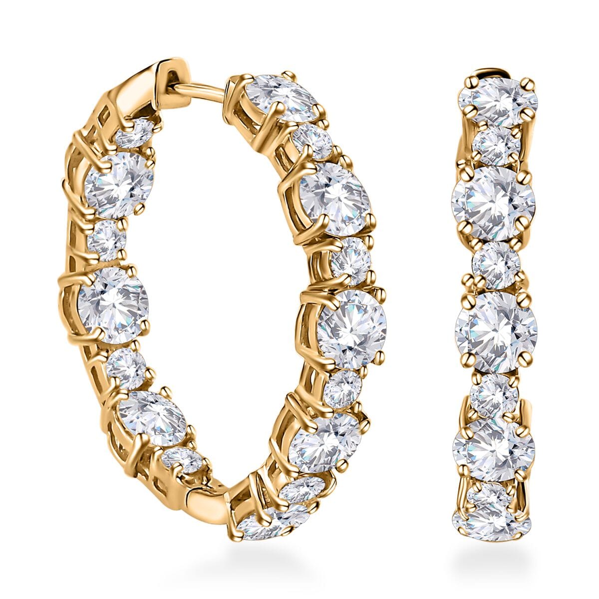 Moissanite Inside Out Hoop Earrings in Vermeil Yellow Gold Over Sterling Silver 8.70 ctw image number 0