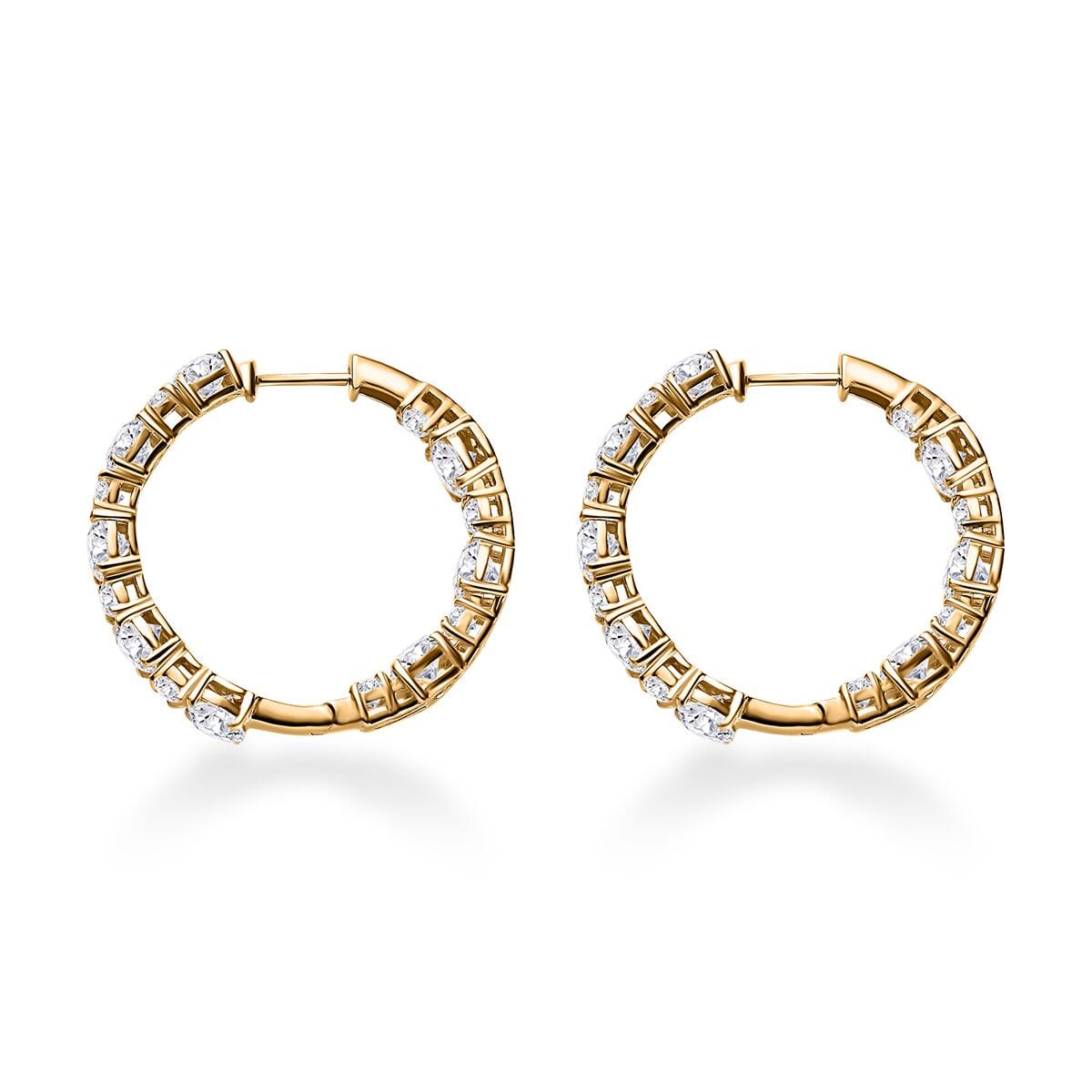 Moissanite Inside Out Hoop Earrings in Vermeil Yellow Gold Over Sterling Silver 8.70 ctw image number 3