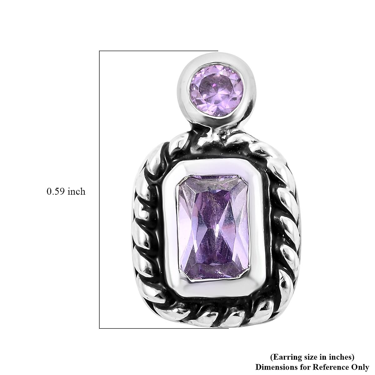 Purple Austrian Crystal Earrings in Silvertone