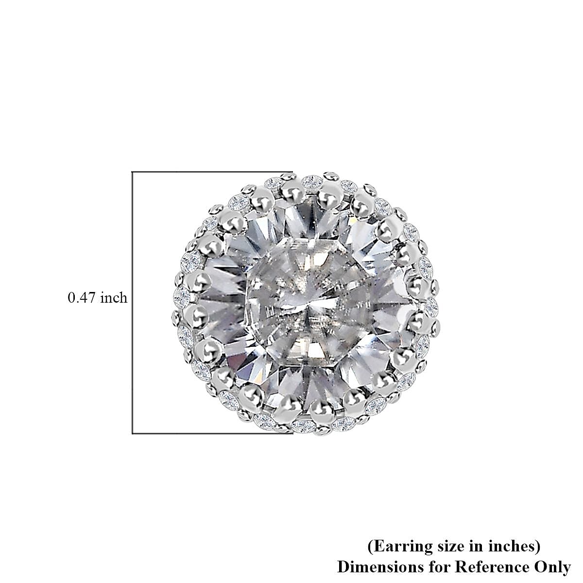 Moissanite Halo Stud Earrings in Platinum Over Sterling Silver 2.25 ctw image number 4