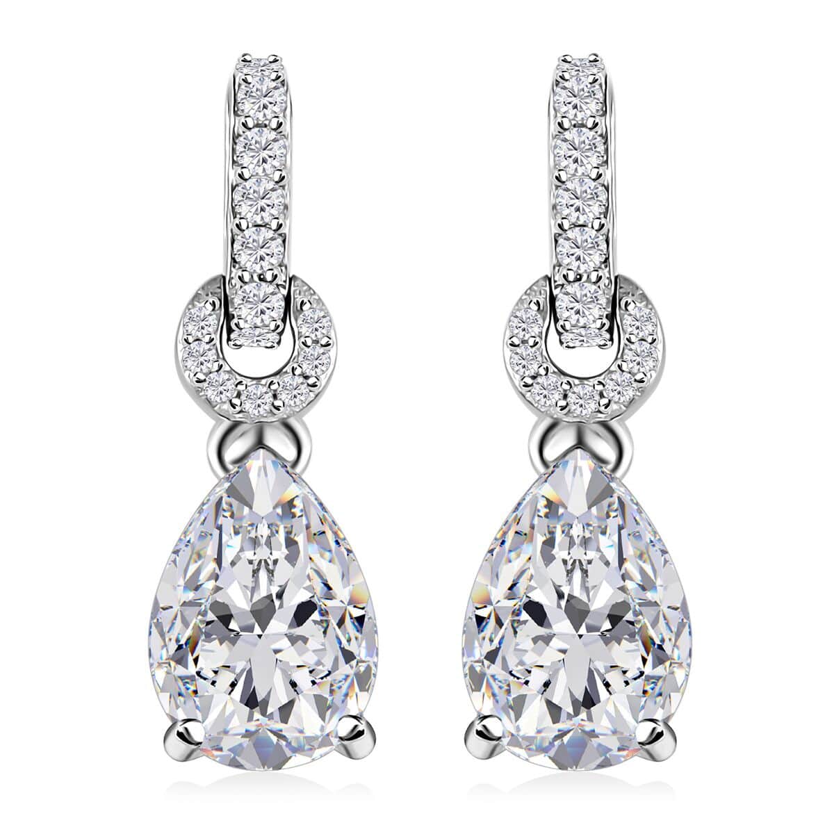 Moissanite Drop Earrings in Platinum Over Sterling Silver 4.60 ctw image number 0