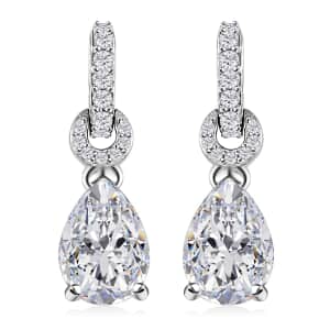 Moissanite Drop Earrings in Platinum Over Sterling Silver 4.60 ctw