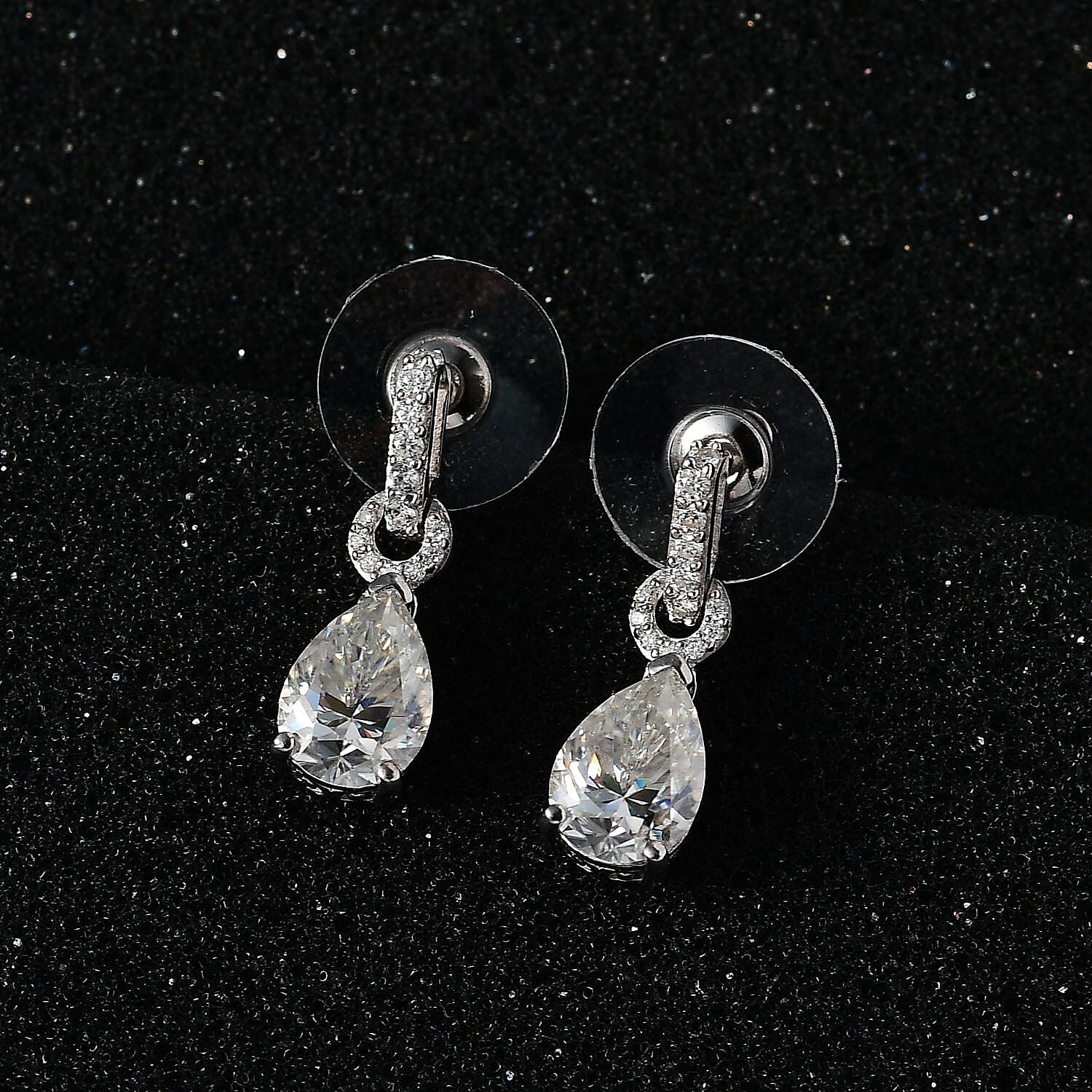 D'Joy Moissanite Drop Earrings in Platinum Over Sterling Silver 4.60 ctw