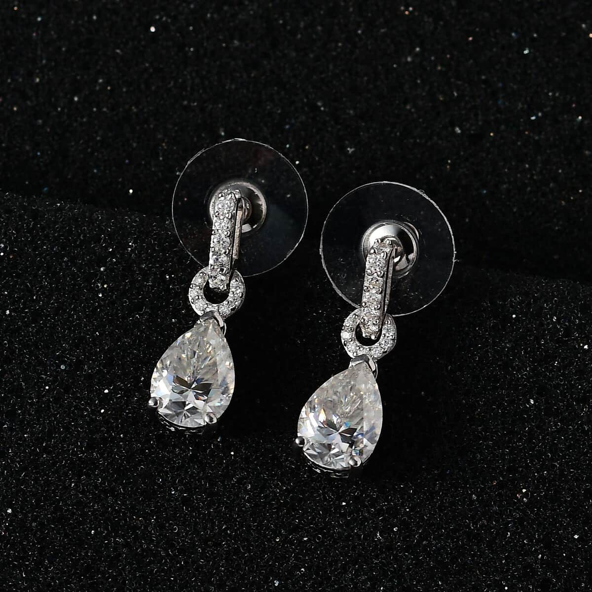 Moissanite Drop Earrings in Platinum Over Sterling Silver 4.60 ctw image number 1