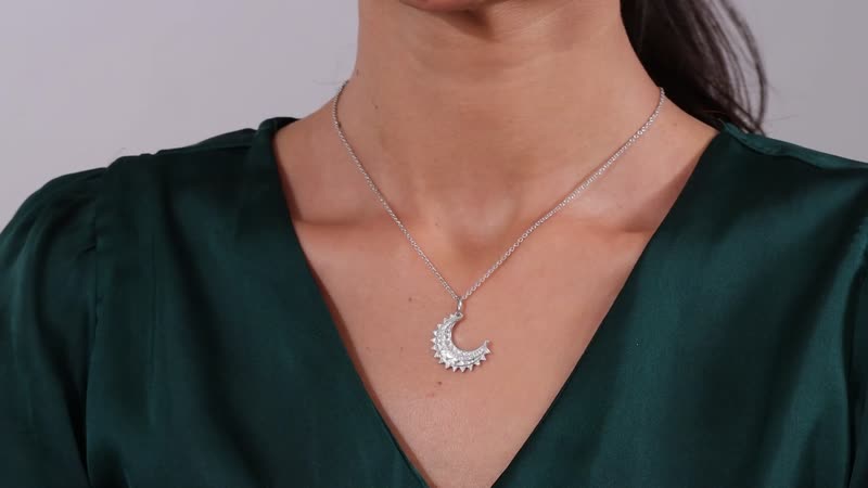 Moissanite Celestial Moon Charm in Platinum Over Sterling Silver 0.25 ctw