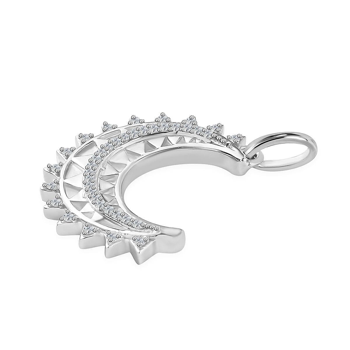 Moissanite Celestial Moon Charm in Platinum Over Sterling Silver 0.25 ctw