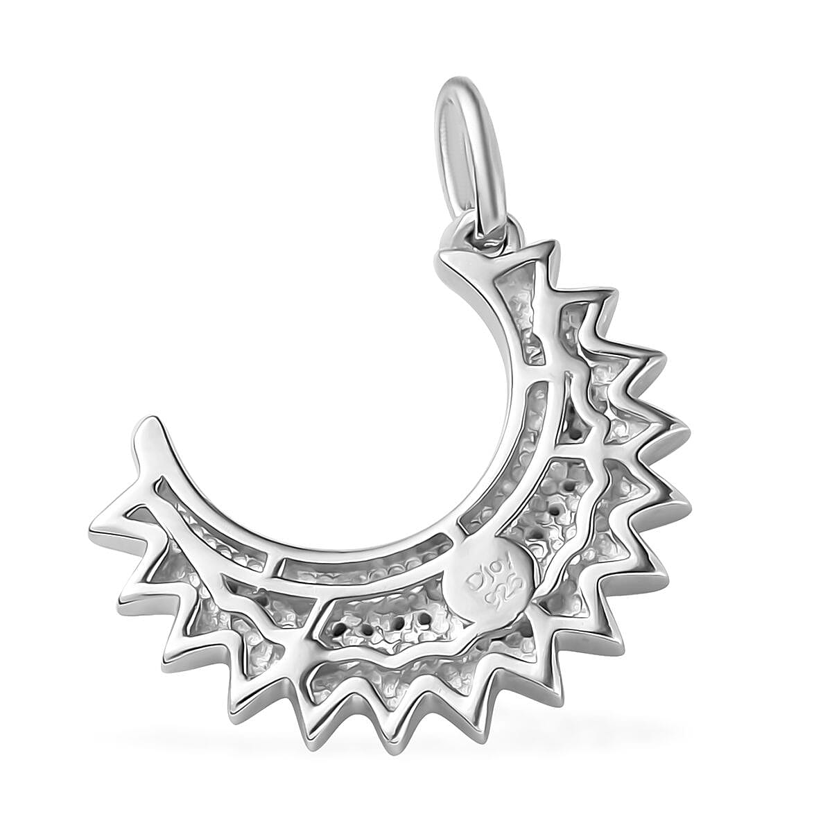 Moissanite Celestial Moon Charm in Platinum Over Sterling Silver 0.25 ctw