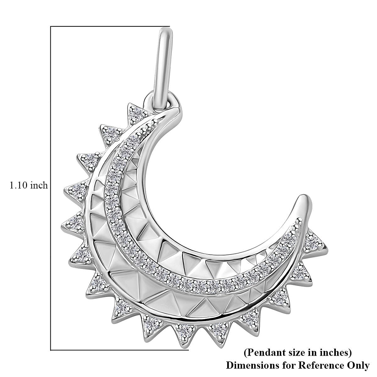 Moissanite Celestial Moon Charm in Platinum Over Sterling Silver 0.25 ctw