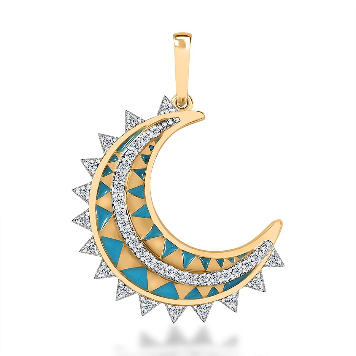 Moissanite Moon Charm in Vermeil Yellow Gold Over Sterling Silver 0.25 ctw