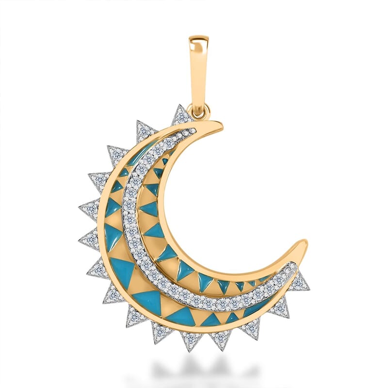 Moissanite Moon Charm in Vermeil Yellow Gold Over Sterling Silver 0.25 ctw