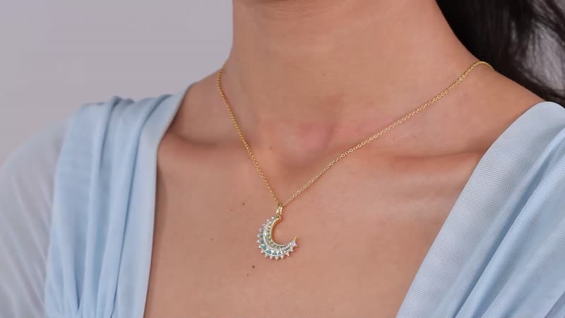 Moissanite Moon Charm in Vermeil Yellow Gold Over Sterling Silver 0.25 ctw