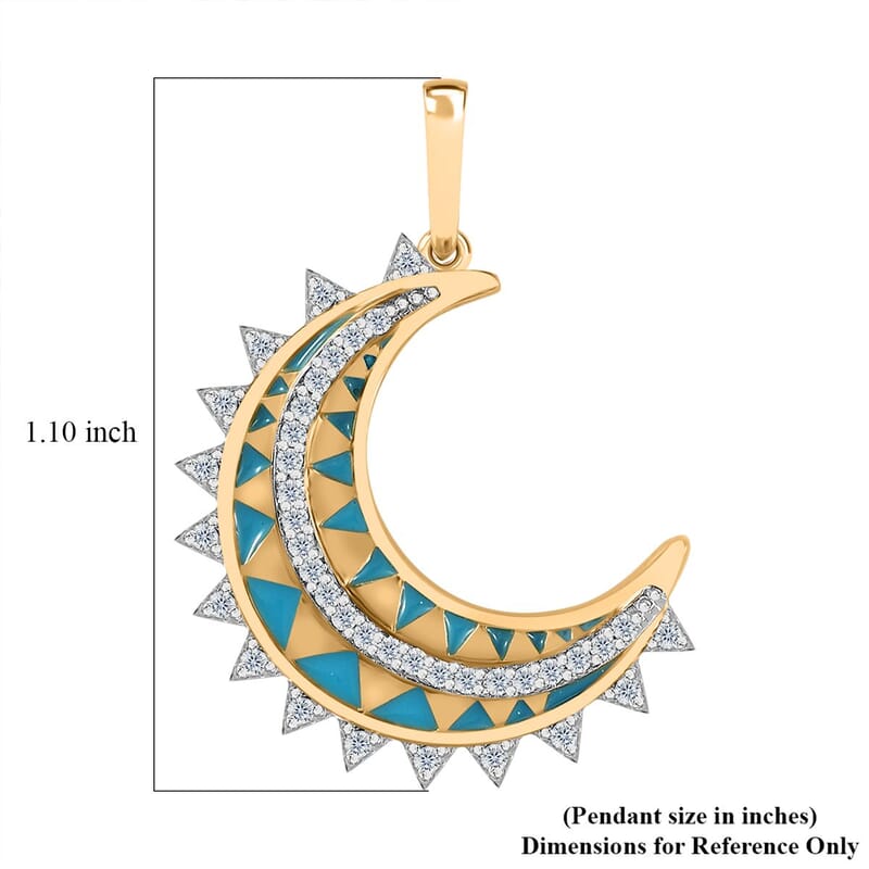 Moissanite Moon Charm in Vermeil Yellow Gold Over Sterling Silver 0.25 ctw