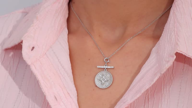 Moissanite Clover Medallion Charm in Platinum Over Sterling Silver 0.30 ctw