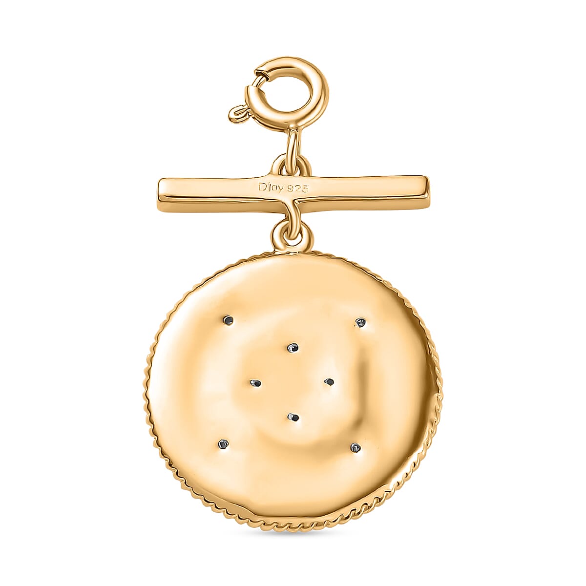 Moissanite Clover Medallion Coin Charm in Vermeil Yellow Gold Over Sterling Silver 0.30 ctw