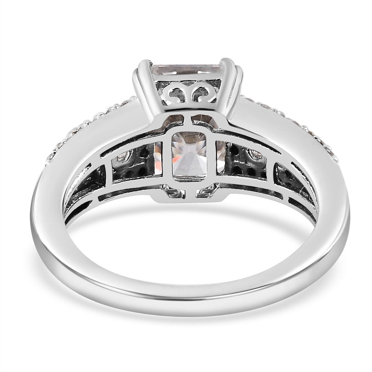 Radiant Cut Moissanite Ring in Platinum Over Sterling Silver (Size 9.0) 3.00 ctw image number 4