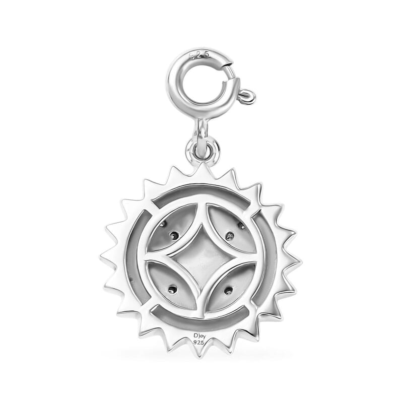 D'Joy White Pearl and Moissanite 0.20 ctw Charm in Platinum Over Sterling Silver