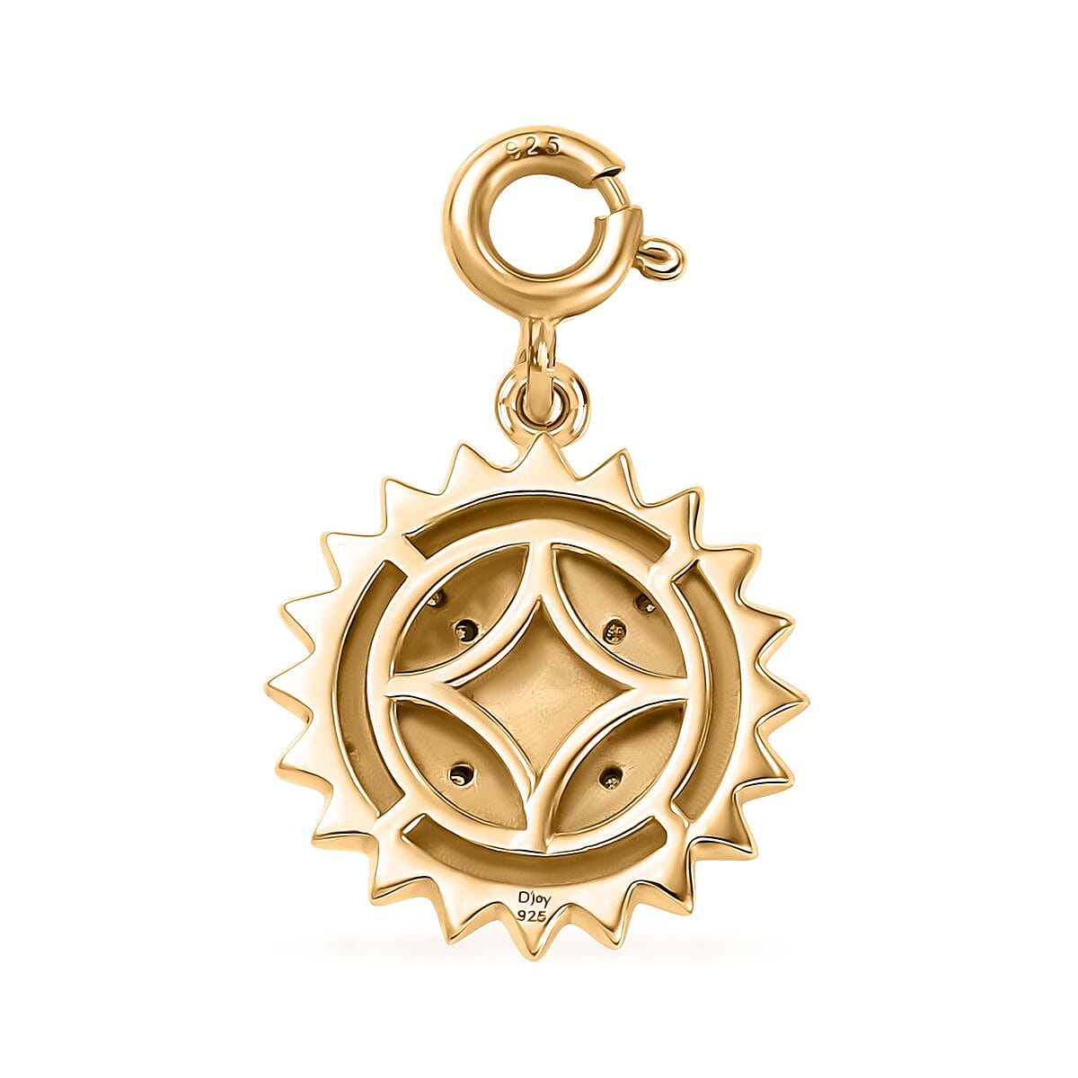 D'Joy White Pearl and Moissanite 0.20 ctw Charm in Vermeil Yellow Gold Over Sterling Silver
