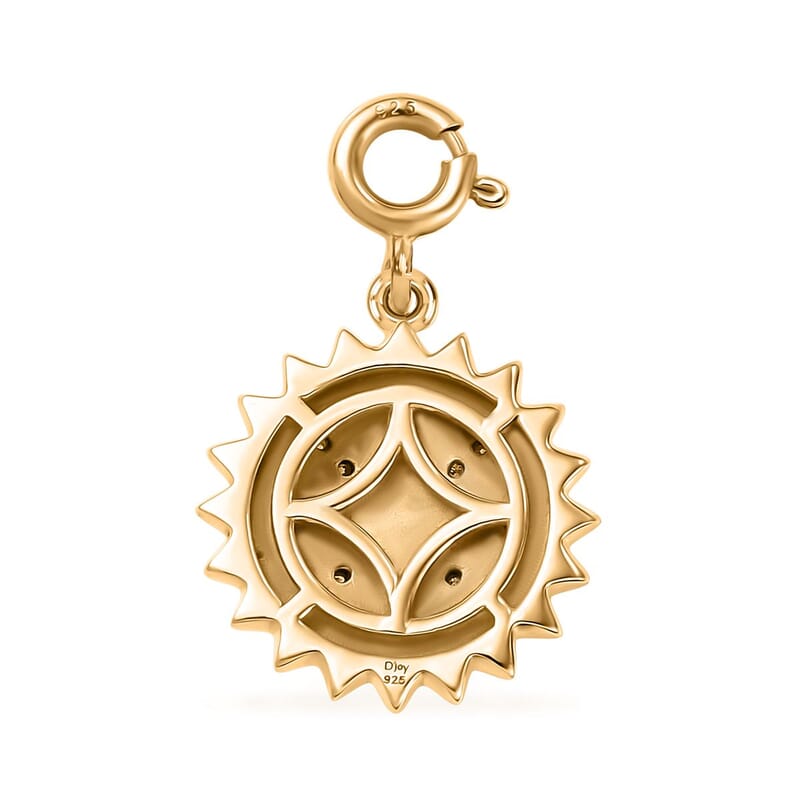 D'Joy White Pearl and Moissanite 0.20 ctw Charm in Vermeil Yellow Gold Over Sterling Silver