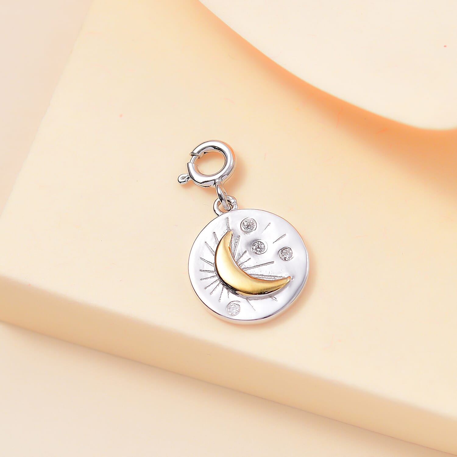 D'Joy Moissanite 0.06 ctw Charm in 14K Yellow Gold Over and Sterling Silver