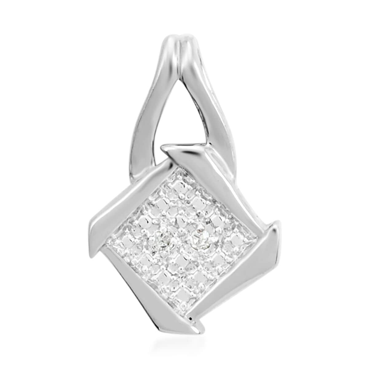 Closeout Deal Diamond Accent Pendant in Silvertone image number 0