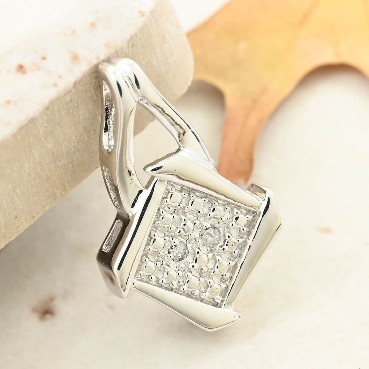 Closeout Deal Diamond Accent Pendant in Silvertone image number 1