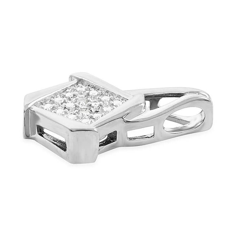 Diamond Accent Pendant without Chain in Silvertone