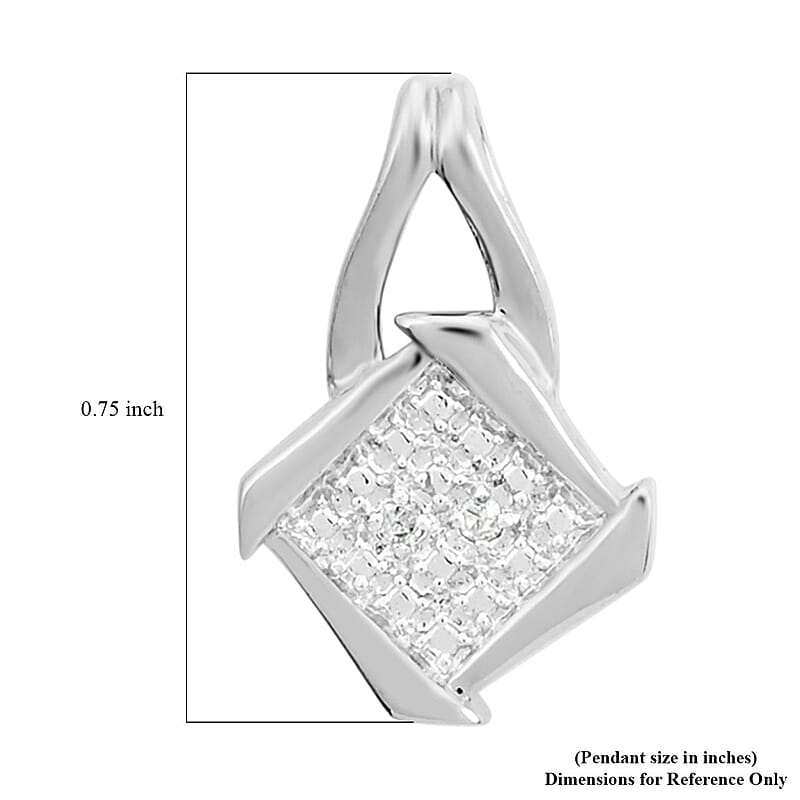 Diamond Accent Pendant without Chain in Silvertone