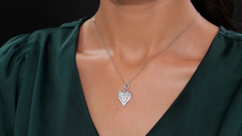 Moissanite Heart Charm in Platinum Over Sterling Silver