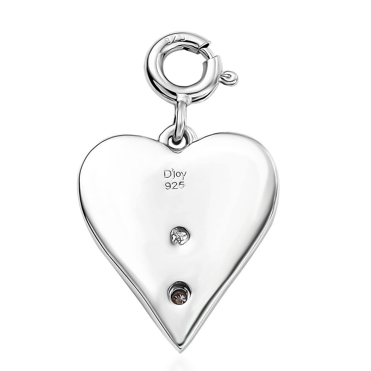 Moissanite Heart Charm in Platinum Over Sterling Silver