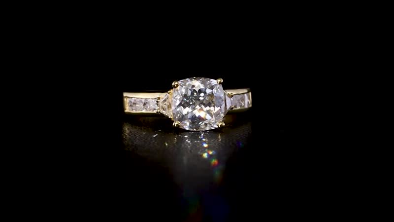 120 Facet Moissanite Ring in Vermeil Yellow Gold Over Sterling Silver (Size 10.0) 3.00 ctw