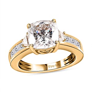 120 Facet Moissanite Ring in Vermeil Yellow Gold Over Sterling Silver (Size 7.0) 3.00 ctw