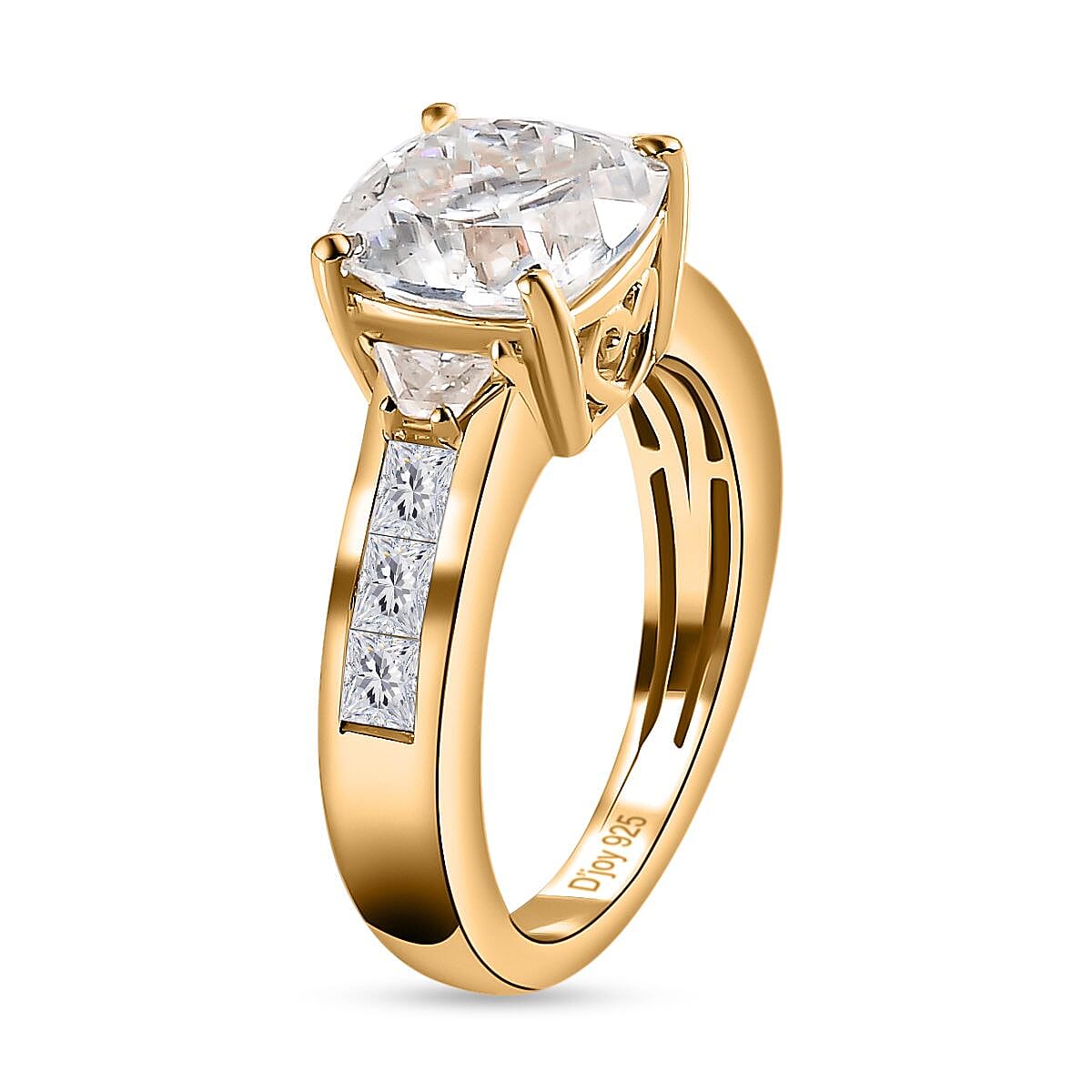 120 Facet Moissanite Ring in Vermeil Yellow Gold Over Sterling Silver (Size 9.0) 3.00 ctw image number 3