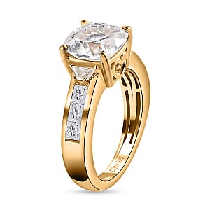 120 Facet Moissanite Ring in Vermeil Yellow Gold Over Sterling Silver (Size 9.0) 3.00 ctw