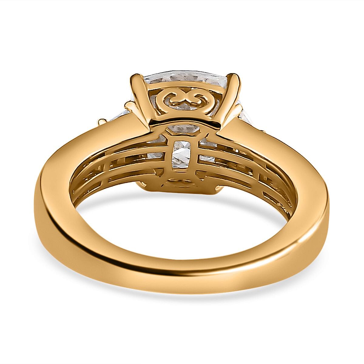 120 Facet Moissanite Ring in Vermeil Yellow Gold Over Sterling Silver (Size 9.0) 3.00 ctw image number 4