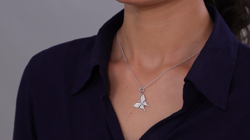 Platinum Over Sterling Silver Butterfly Charm 2.05 Grams