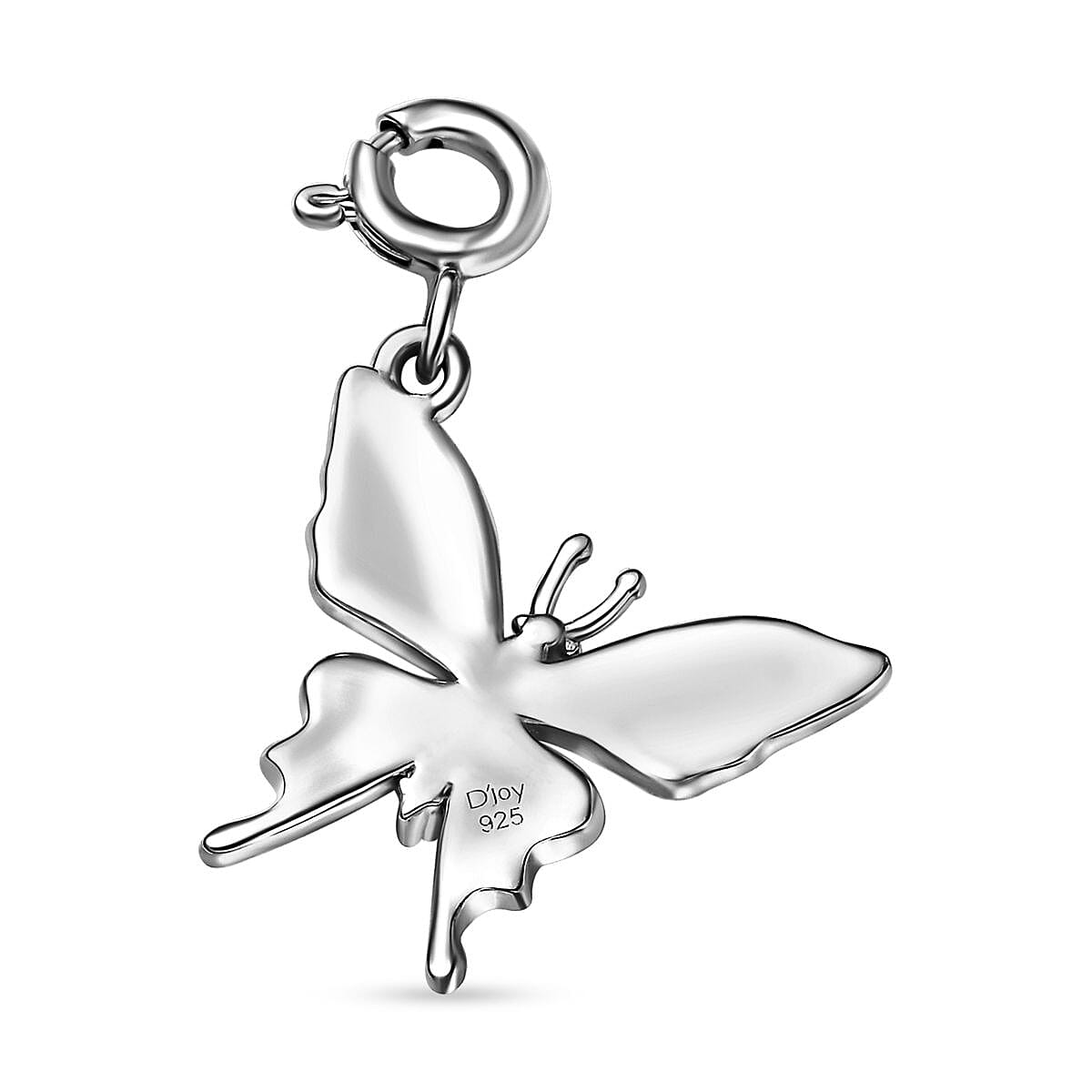 Platinum Over Sterling Silver Butterfly Charm 2.05 Grams image number 4