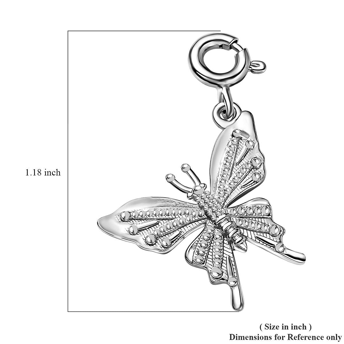 Platinum Over Sterling Silver Butterfly Charm 2.05 Grams image number 5