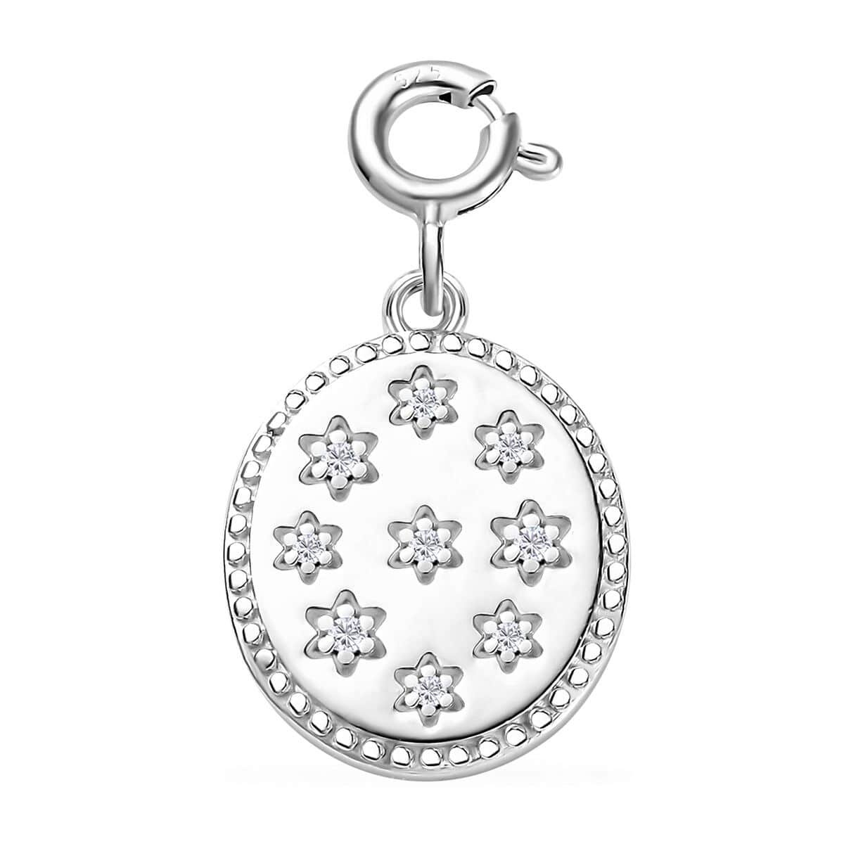 Moissanite Celestial Stars Coin Charm in Platinum Over Sterling Silver 0.08 ctw image number 0