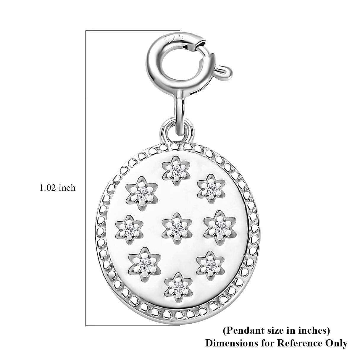 Moissanite Celestial Stars Coin Charm in Platinum Over Sterling Silver 0.08 ctw