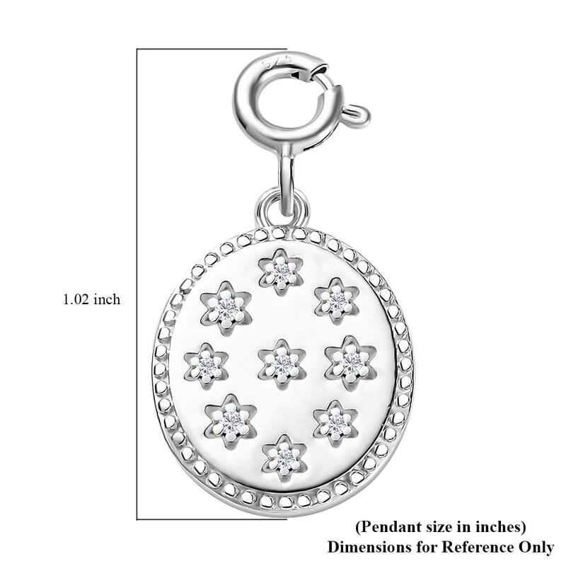 Moissanite Celestial Stars Coin Charm in Platinum Over Sterling Silver 0.08 ctw