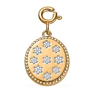 Moissanite Celestial Stars Coin Charm in Vermeil Yellow Gold Over Sterling Silver 0.08 ctw