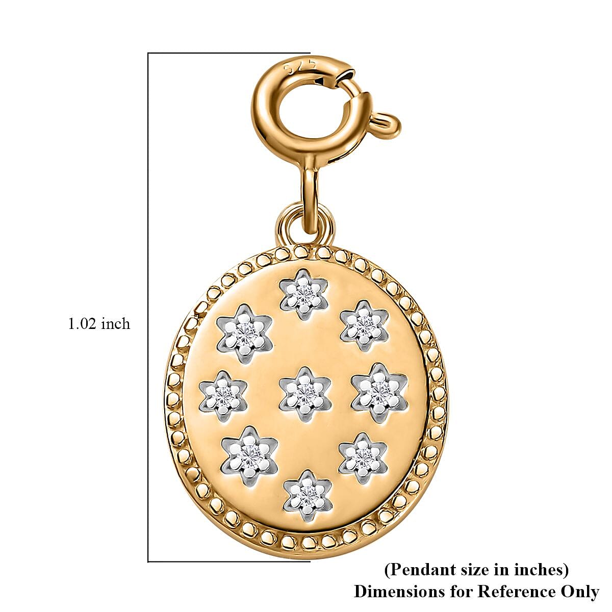 Moissanite Celestial Stars Coin Charm in Vermeil Yellow Gold Over Sterling Silver 0.08 ctw image number 5