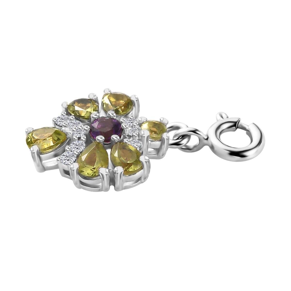 Peridot and Multi Gemstone Charm in Platinum Over Sterling Silver 1.15 ctw image number 3