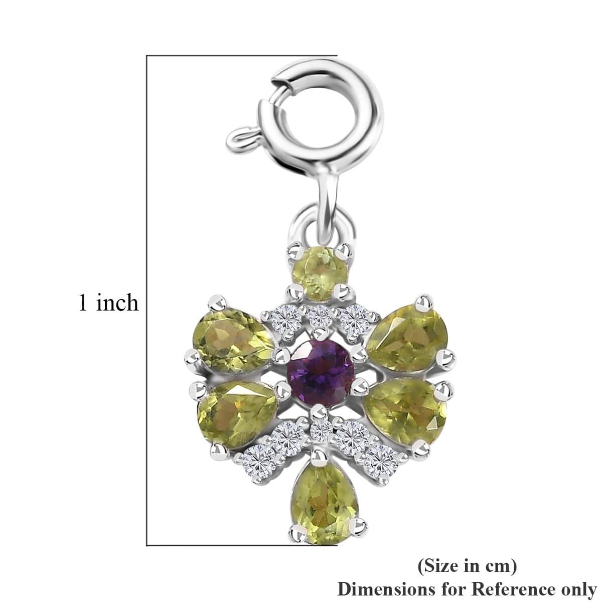 Peridot and Multi Gemstone Charm in Platinum Over Sterling Silver 1.15 ctw image number 5