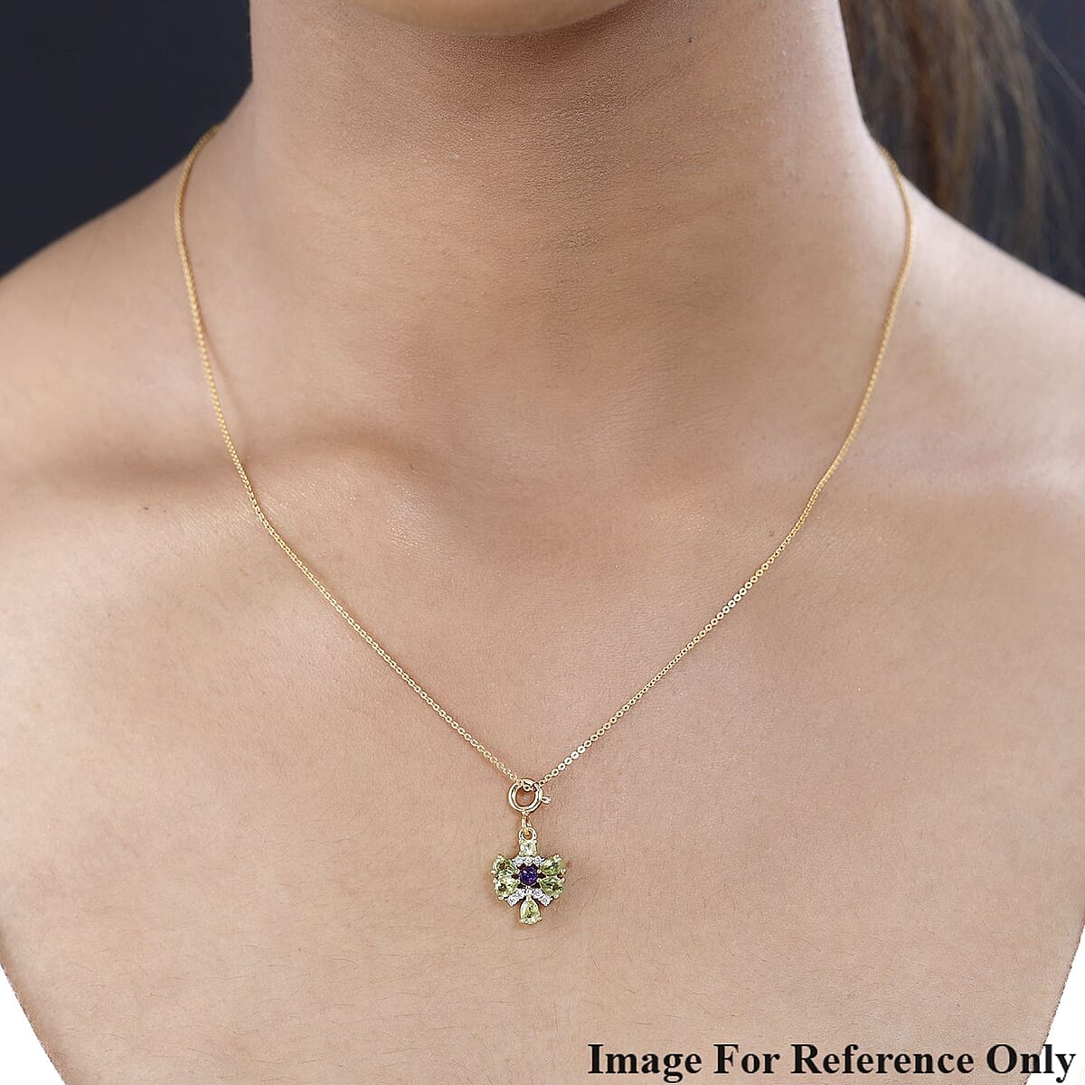 Peridot and Multi Gemstone Charm in Vermeil Yellow Gold Over Sterling Silver 1.15 ctw image number 2