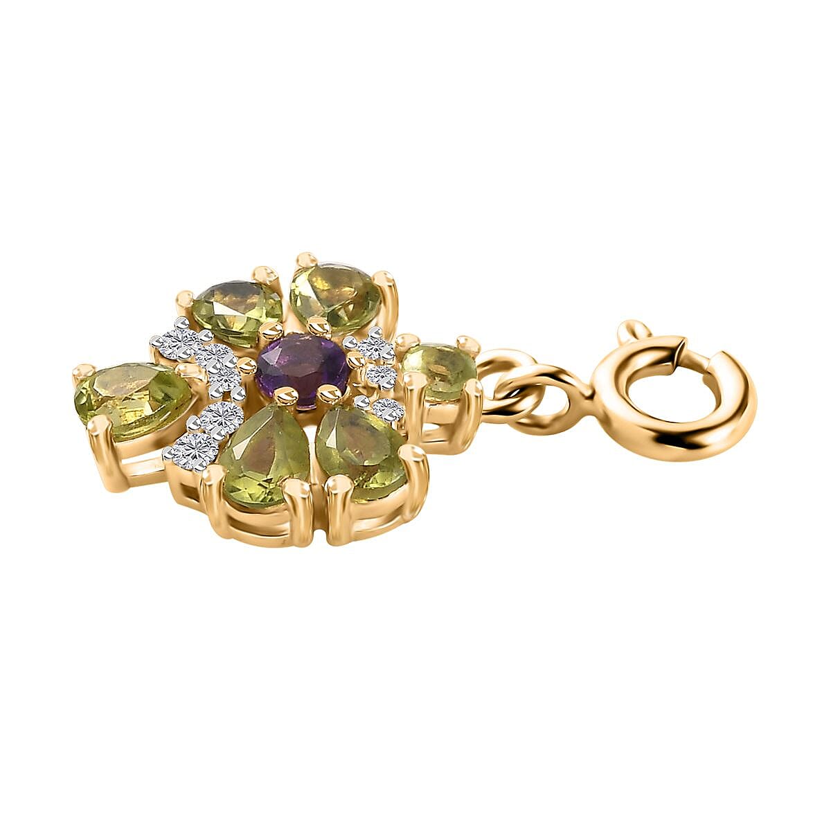 Peridot and Multi Gemstone Charm in Vermeil Yellow Gold Over Sterling Silver 1.15 ctw image number 3